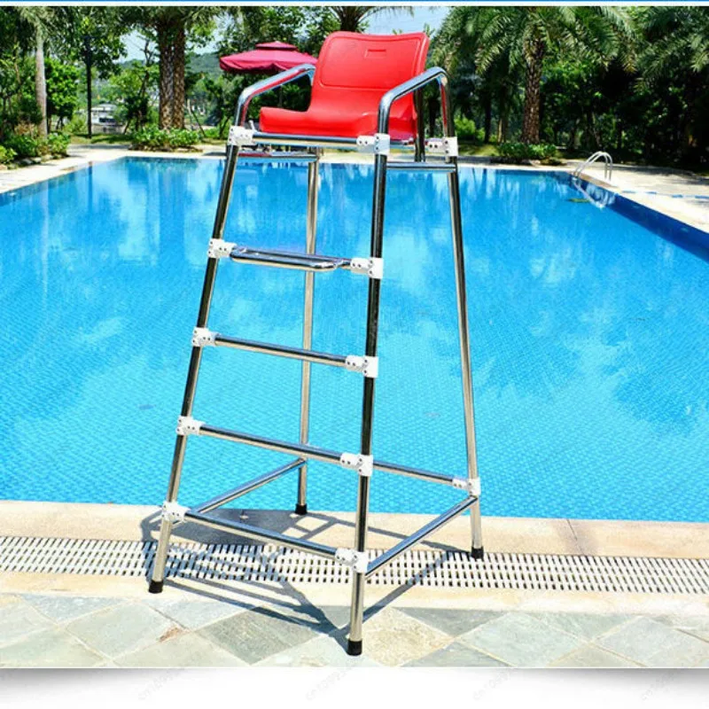 Silla Fija de Acero Inoxidable 304 para Salvavidas, Plataforma de Observación Junto a la Piscina para Salvavidas y Árbitros, No Desmontable