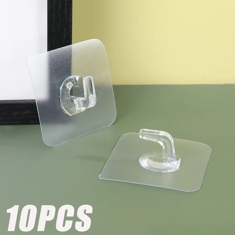 5/10/20Pcs  Transparent Wall-mounted Hooks Self-adhesive Door and Wall Hooks Hooks Heavy Duty Rack Kitchen Bathroom Organizer