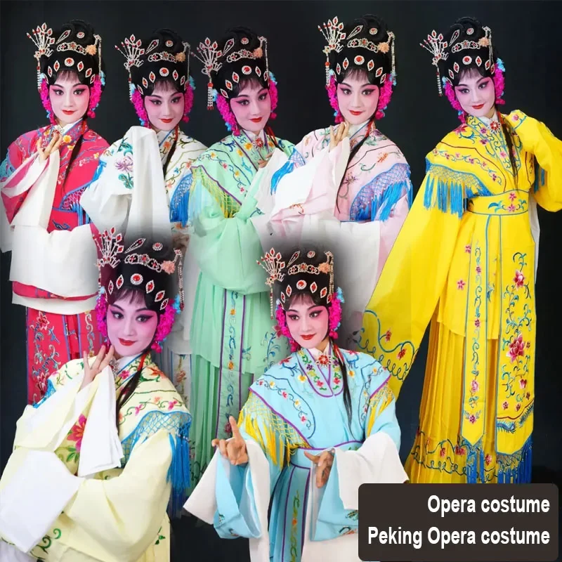 Chinese Traditional Peking Opera Palace Costume, Huadan , Seven Fairies, Drama Performance Long Sleeves Costume, 6 Pcs Set