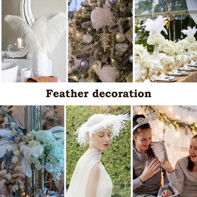 10 Pcs Natural Ostrich Feathers 9-12 Inch Bulk for Vase Wedding Party Home Christmas Decorations