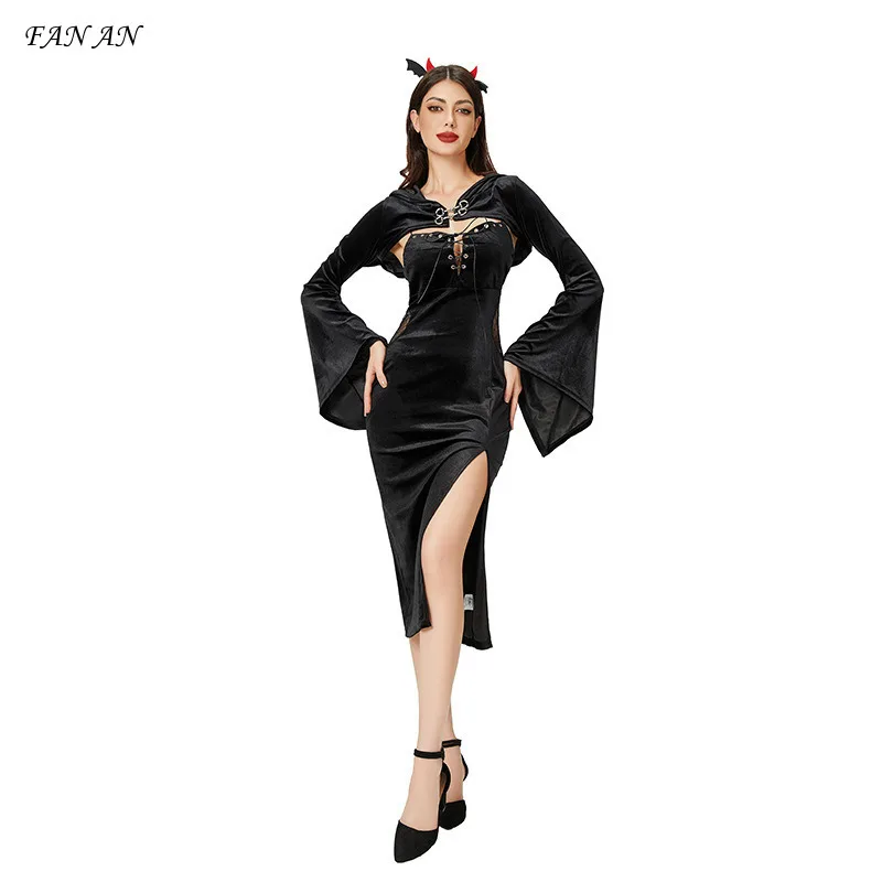 

New Dark Gothic Horror Halloween Costume For Women Black Sexy And Spicy Girl Hip Hugging And Slimming Dress Party Costume