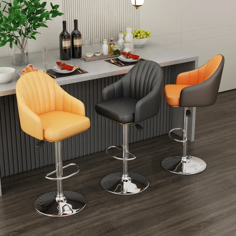 

Black Modern Design Bar Stool Metal Telescopic Back Luxury Party Chairs Adjustable High Quality Taburetes De Bar Furniture