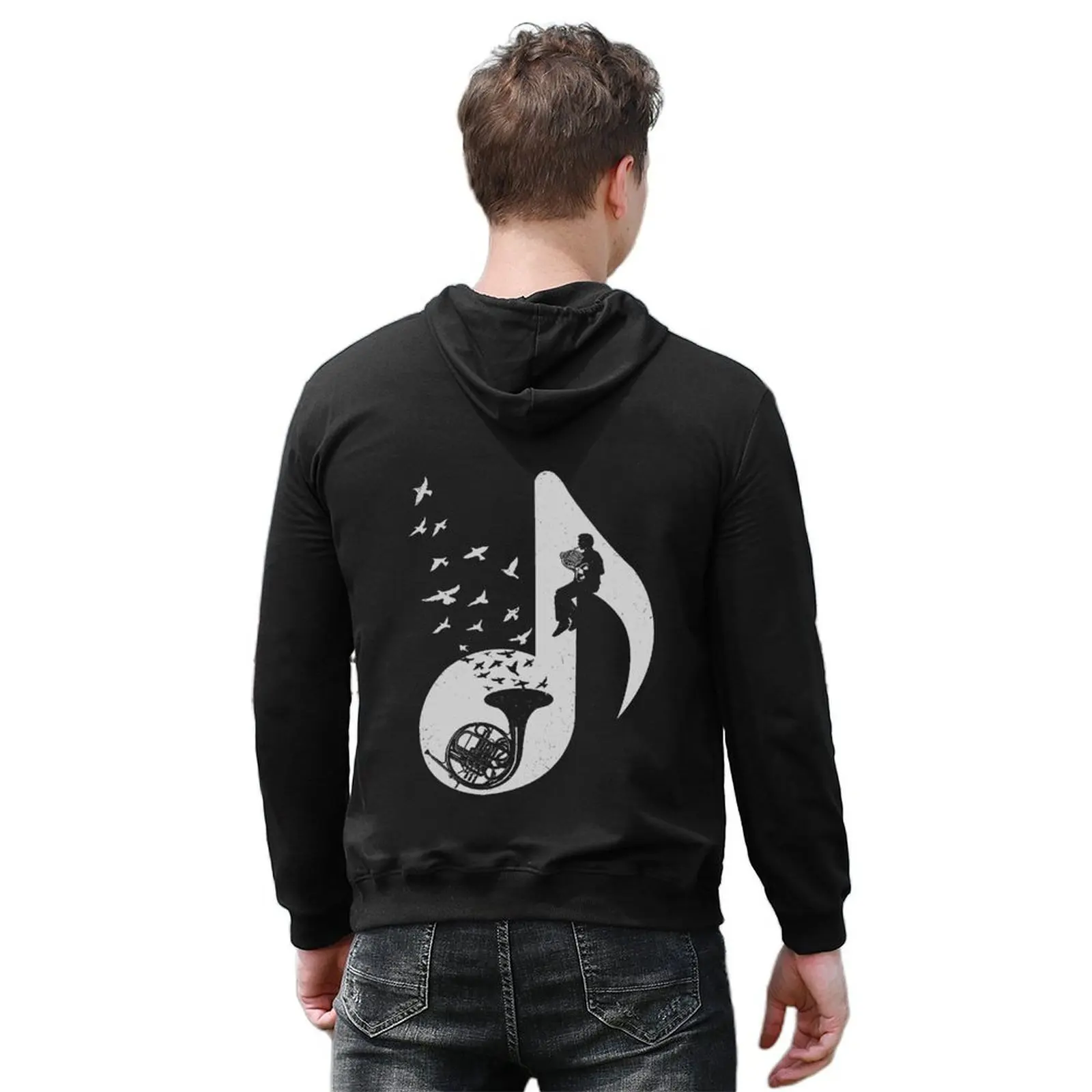 Musical note - French Horn Hoodie men's sweat-shirt blouse men's sweat-shirt set mens clothing new in hoodies & sweat-shirt