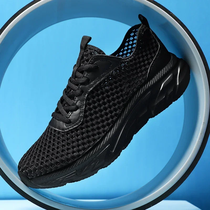 MAEDEF Summer Men\'s Casual Flats Shoes Hollow Mesh Sneakers Men Trendy Lightweight Gym Shoe Lace Up Breathable Mens Trainers Men