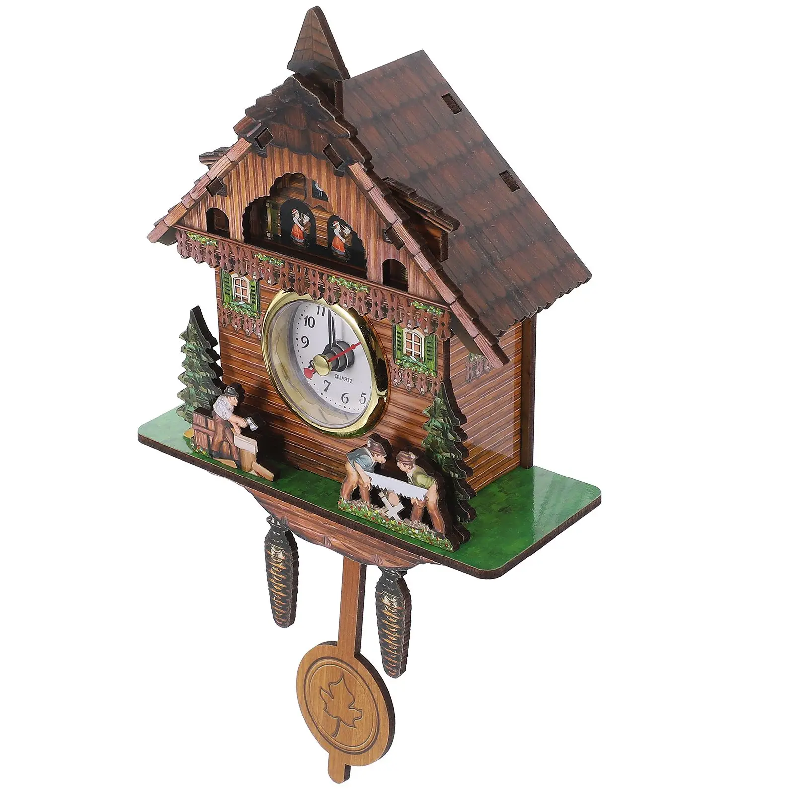 

Cuckoo Wall Clock Vintage Style Wooden Pendulum Clock for Living Room Bedroom Decor Light Brown Home Decoration