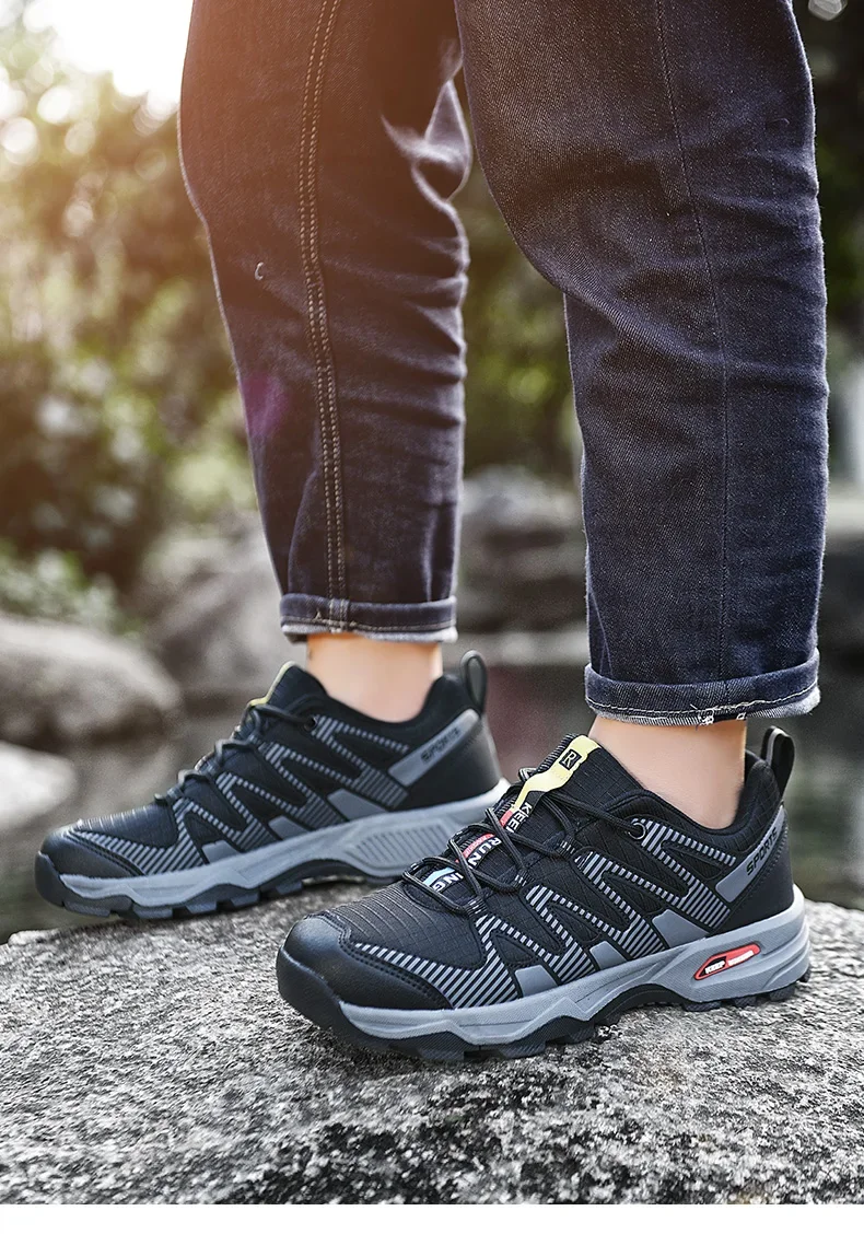 Unisex Neue Outdoor-Trekkingschuhe, Luxuriöse Designer-Freizeitschuhe, Rutschfeste Atmungsaktive Schnür-Wanderschuhe für Männer und Frauen, Komfortable Waldschuhe – Detail 11