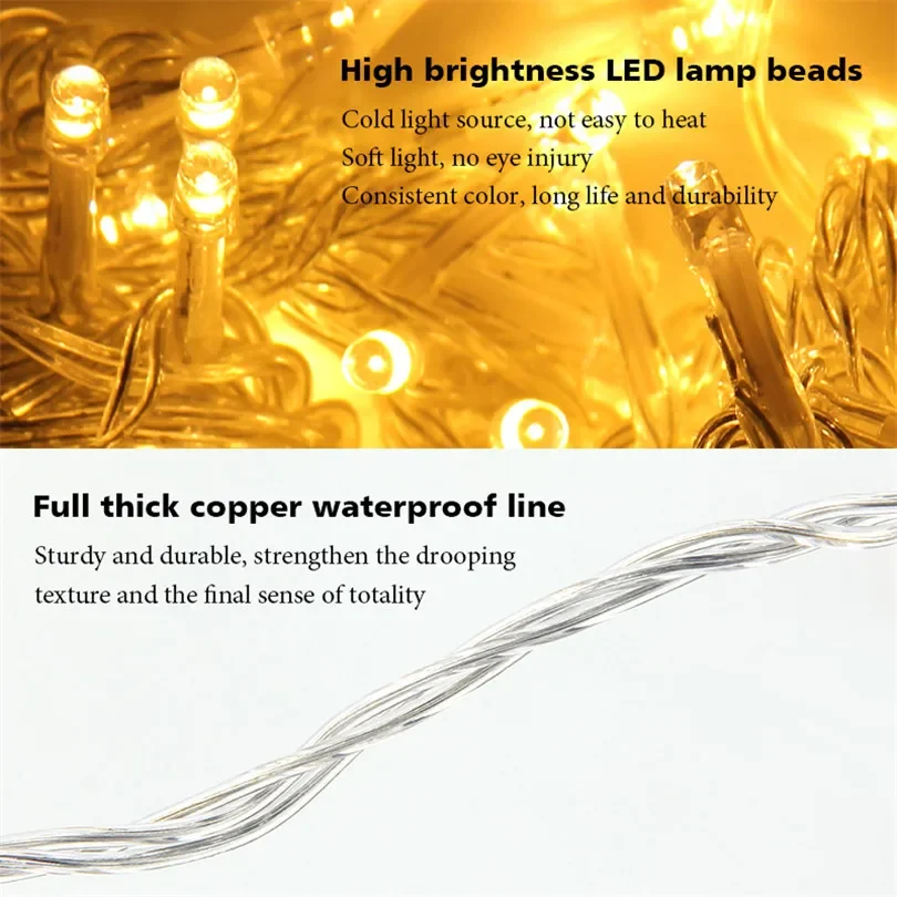 Outdoor Led Curtain Icicle String Lights - Christmas Decor, 5M Length, 0.4-0.6m Droop, Party & Garden Decoration