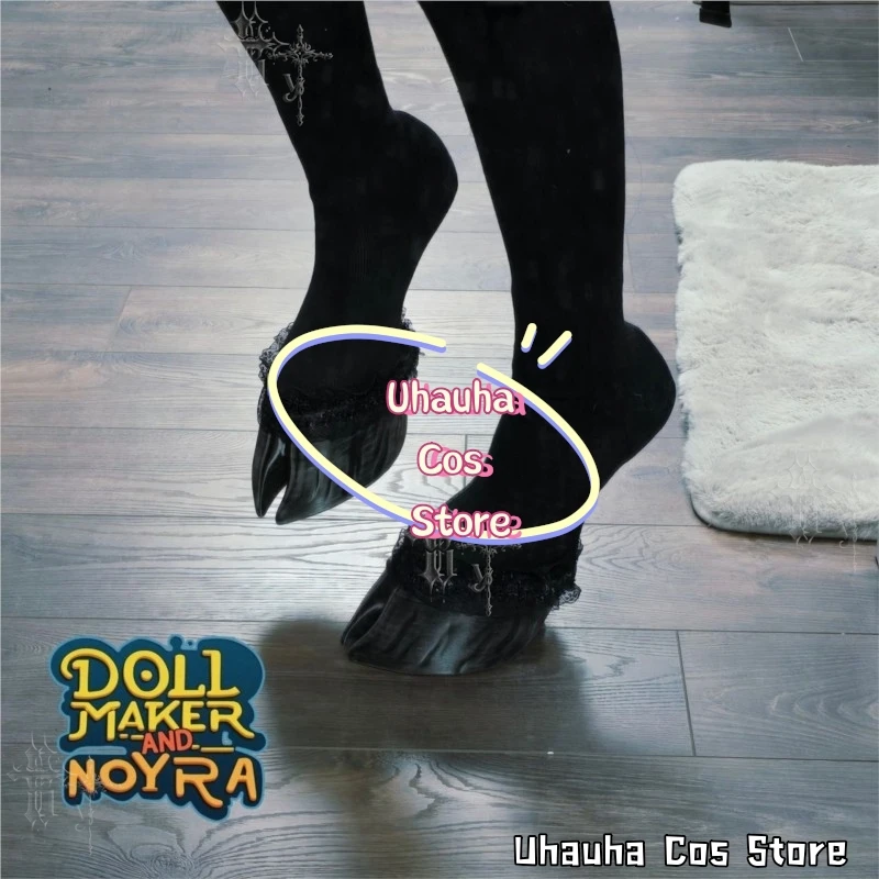 CR6.23*Split Hoof De-mon Cosplay Shoes Gothic Two Toe Cloven Hoof Foot Covers With Lace Socks Fantasy Anime Roleplay Halloween view 4