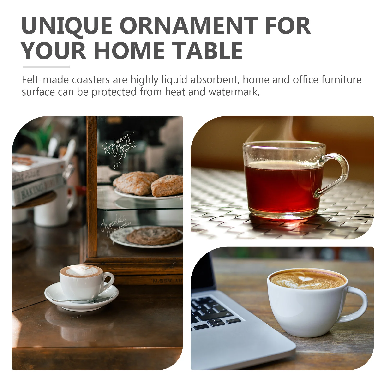 

8Pcs Round Felt Christmas Coasters Nonslip Cup Pads Heat Resistant Cup Mat Xmas Dining Table Drink Protectors Felt Coasters