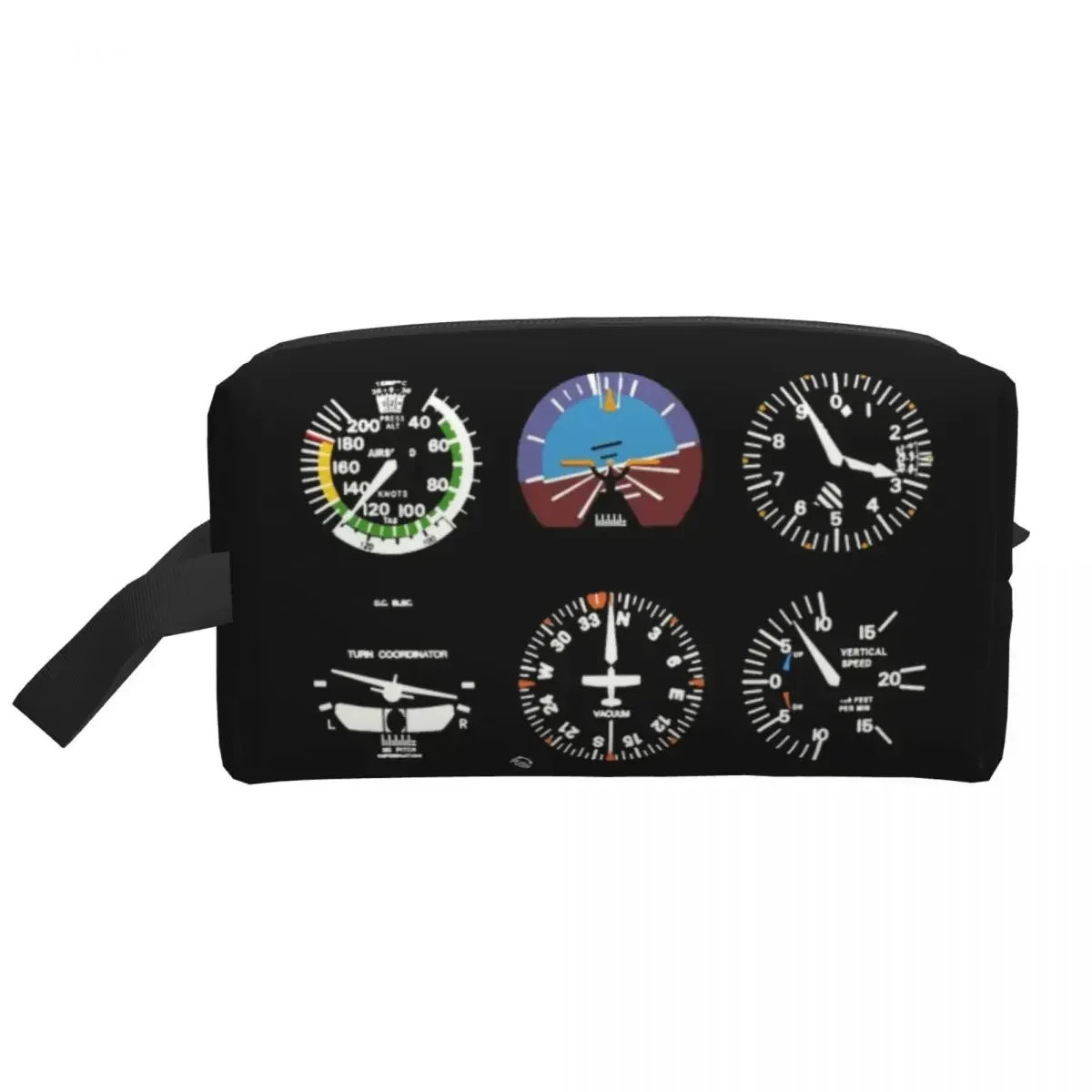 Cockpit Six Dials Flight Simulator Pilot Makeup Bag Women Travel Cosmetic Organizer Cute Airplane Aircraft Storage Toiletry Bags