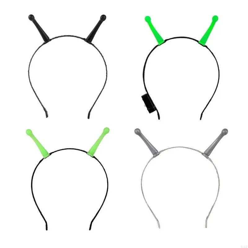 W8KF Glowing Halloween Alien Antenna Headband Cosplay Party Headwear Hair Hoop