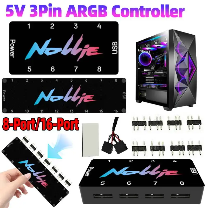 

5 В 3-контактный контроллер ARGB с поддержкой сигналаRGB адресуемый разветвитель-концентратор SATA Power для корпуса ПК расширенный интерфейс материнской платы