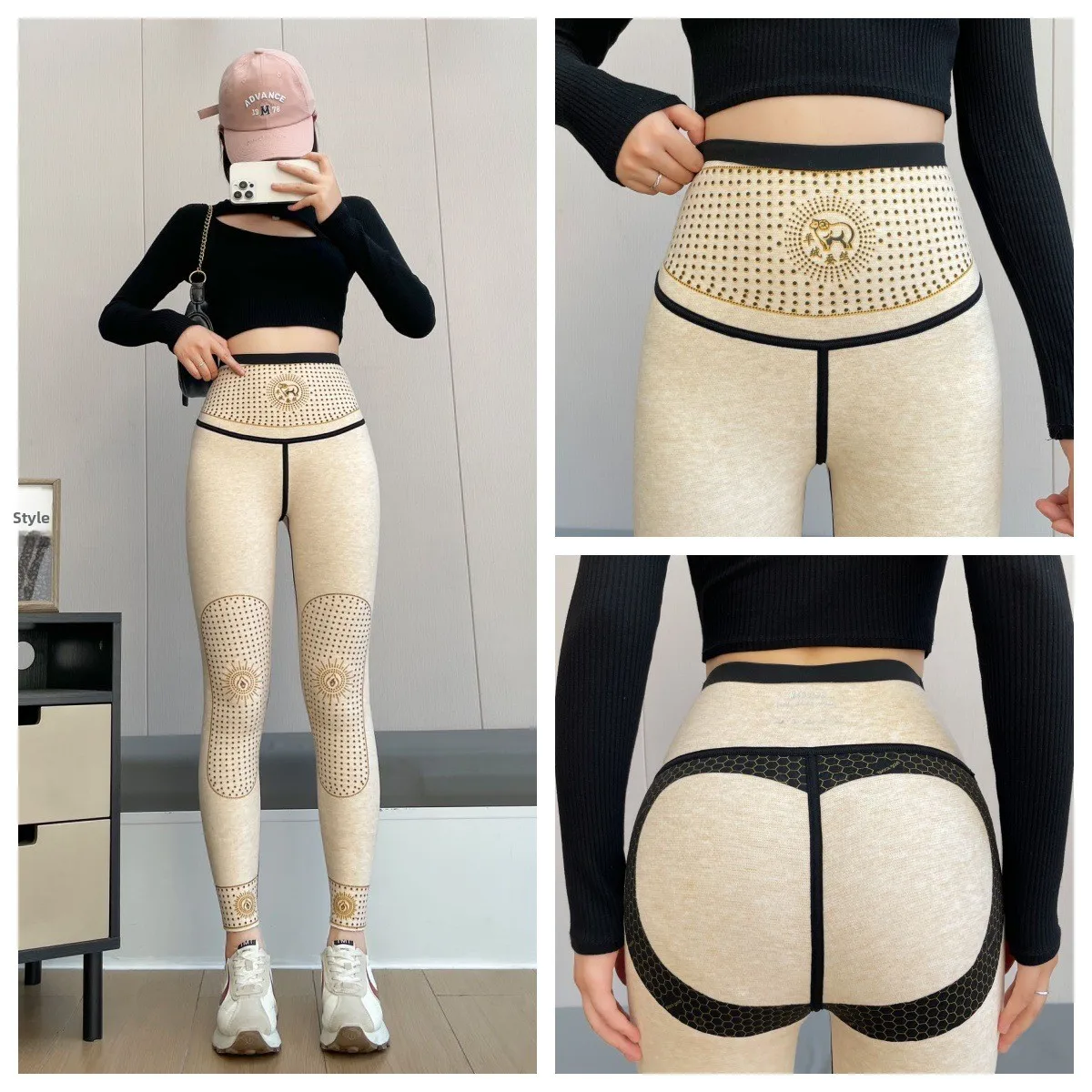 

Осенне-зимние утепленные шерстяные шелковые брюки для йоги с флисовой подкладкой, облегающие, с высокой талией, укороченные, базовый слой, женские, теплые