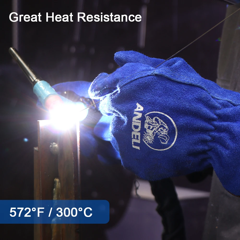 ANDELI Welding Gloves Industrial Metalworking Forging Heat Resistant Durable Safety Work Gloves for MIG TIG Stick