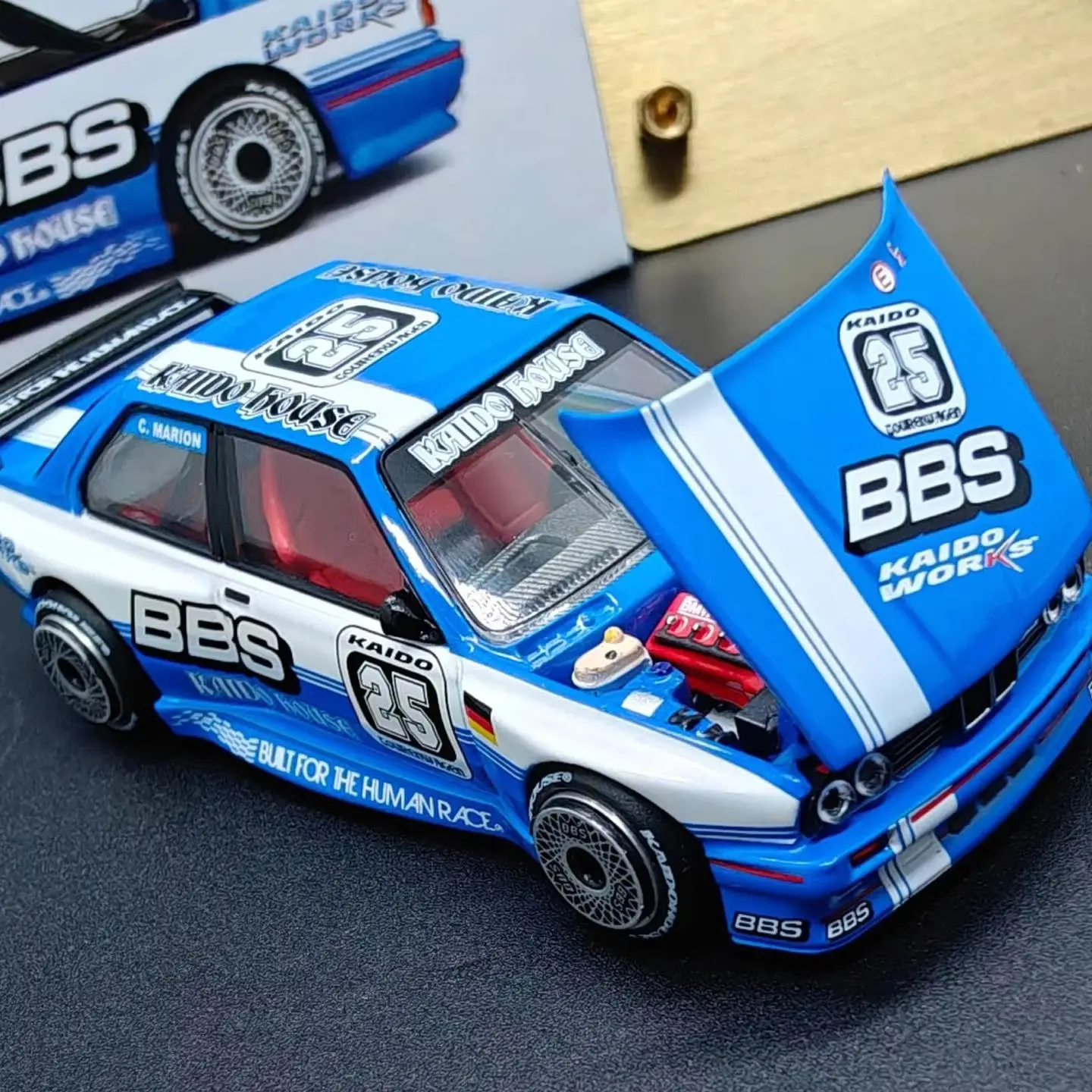 KAIDO+MINIGT 1:64 E30 M3 GT V2 Wide-body BBS Blue Purple Alloy Car Model