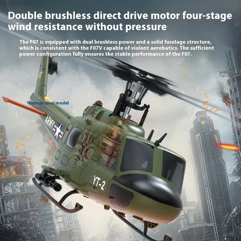 F07 UH1 Huey Escala RC Helicóptero Posicionamento de Fluxo Óptico Modelo de Simulação de Acrobacias 3D Aeronave de Simulação