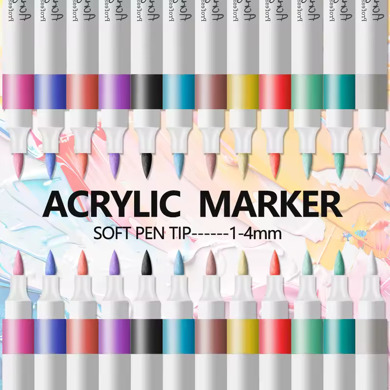 12/24 Colors Soft Headed Different Color Acrylic Marker Pen, Color Art Graffiti Pen, Waterproof, Opaque, Water-Based Soft Headed - Image 4