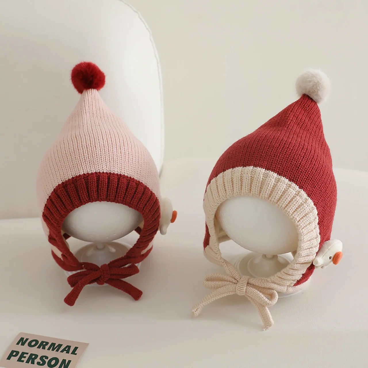 

Cute Pompom Baby Knit Hat Winter Warm Ear Protection Cap for Infant Boy Girl 6-24Months Cartoon Woolen Earflap Hats