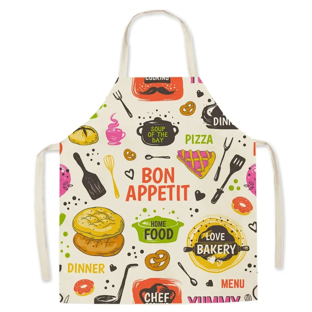 Cute Gourmet Pattern Kitchen Apron Men Burger Fries Pizza Pattern Kids Sleeveless Apron Kitchen Aprons for Women Delantal Cocina