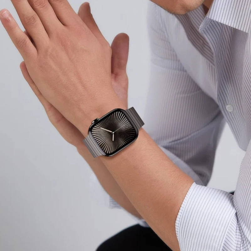 سوار تيتانيوم فاخر لساعة أبل الترا 2 الفرقة 49 مللي متر 45 مللي متر 44 مللي متر 46 مللي متر حزام الأعمال لسلسلة IWatch 10 9 8 7 6 5 4 Se 3 2