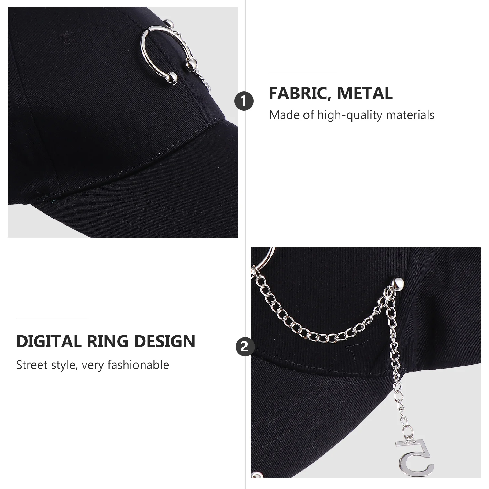 

Soft Metal Ring Baseball Cap Fashion Adjustable Outdoor Sports Hat Sun-Proof Design Moisture Absorption for Cycling Fishing