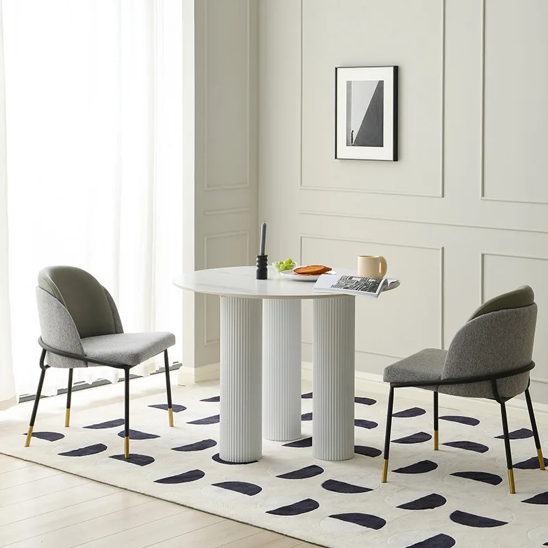 Light luxury dining table modern simple wrought iron rock slab combination modern