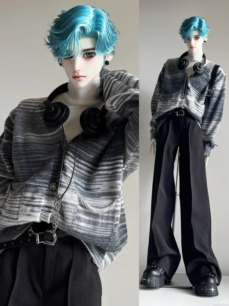 Ubranka dla lalek BJD dla lalek ID75 Zielono-czarny sweter kardigan Akcesoria dla lalek (Tylko sweter, bez lalki)