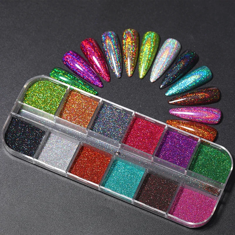 Iridescent Silver Nail Glitter Chrome Powder for Manicures UV Gel Pigment