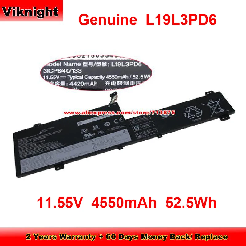 

Оригинальный аккумулятор L19L3PD6 SB10X49074 для Lenovo Flex 5-14ARE05 L19C3PD6 L19D3PD6 5B10X49077 3ICP6/40/133 11,55 V 4550mAh 52.5Wh