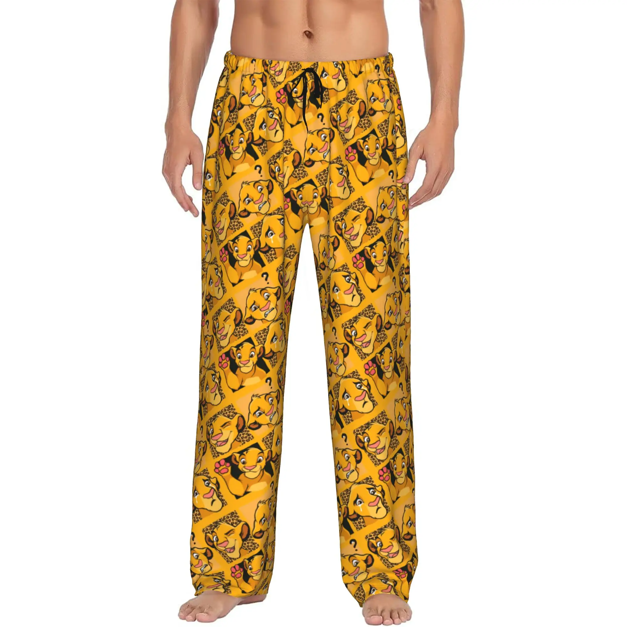 

Custom Print Men's The Lion Cartoon K-Kings Pajama Pants Anime Sleepwear Sleep Lounge Bottoms with Pockets