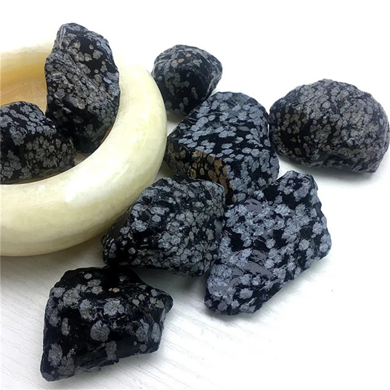 Natural gemstone snowflake obsidian raw crystals healing stones for decoration