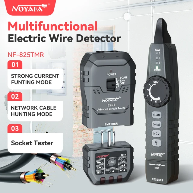 NOYAFA Tester kabli sieciowych NF-825TMR Lokalizator kabli podziemnych Lokalizator kabli wysokiego i niskiego napięcia Wykrywacz przewodów Lokalizator kabli