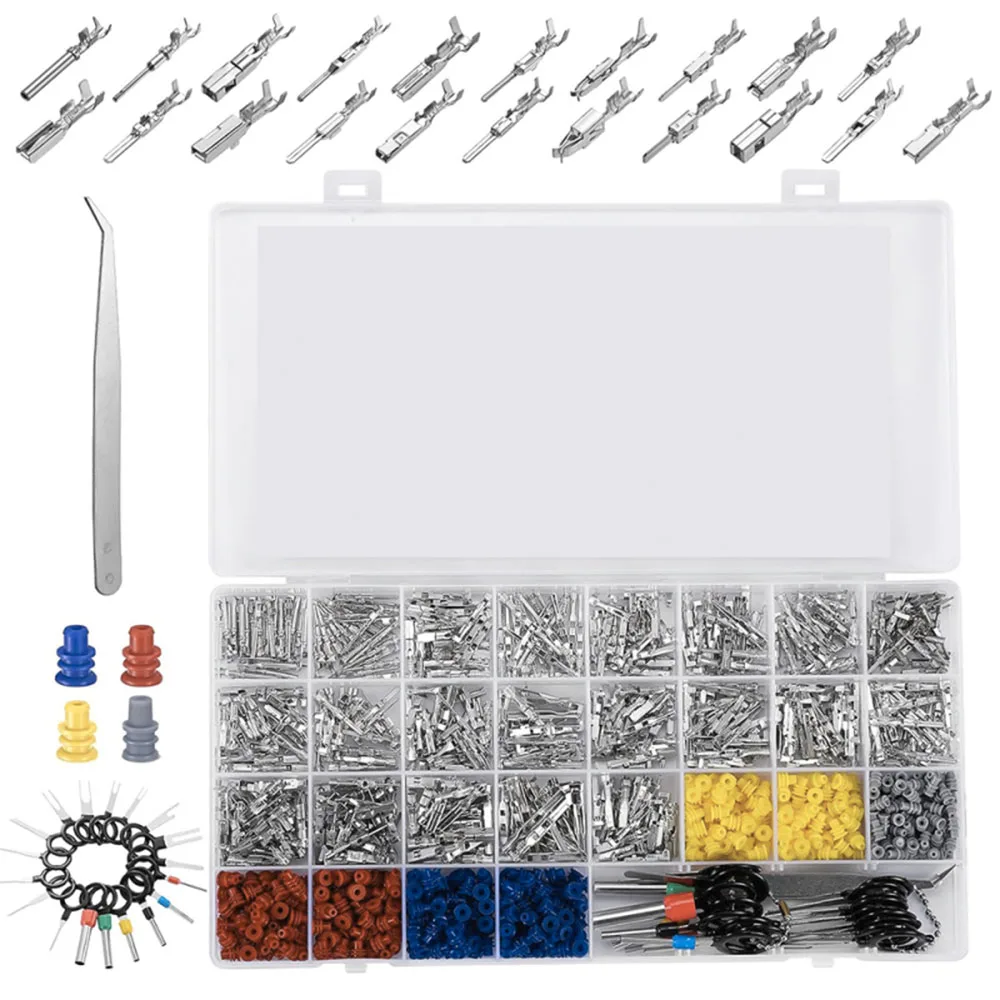 944Pcs Pin Connector Kit,Car Electrical Wire Connectors Terminal Pins,21Type Non-Insulated Plug,Removal Male Female Crimp Pins