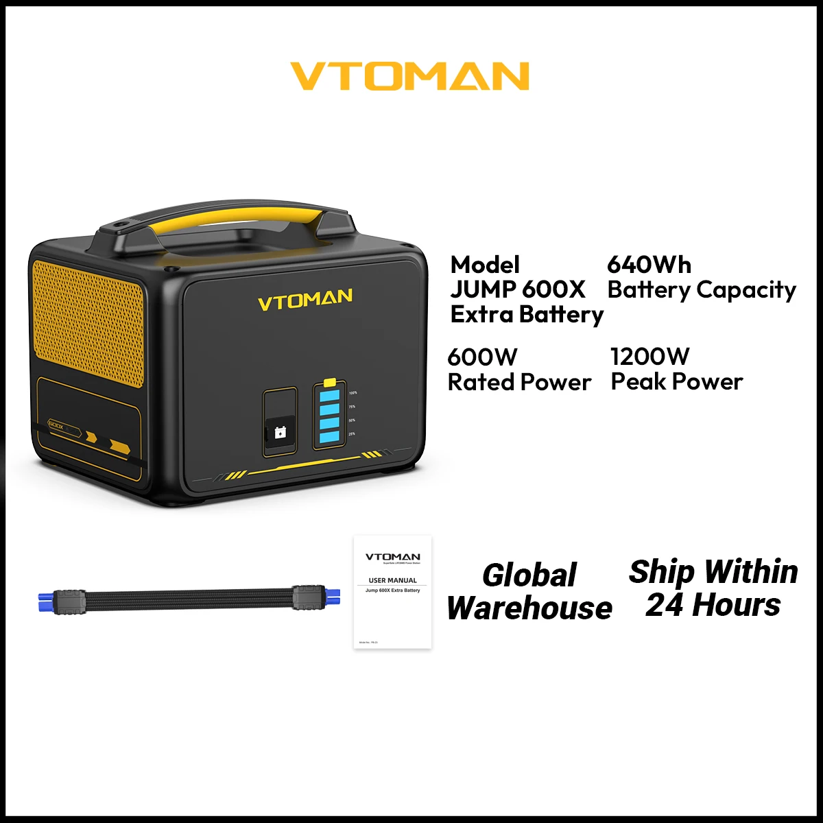 VTOMAN JUMP600X Zusatzakku LiFePO4 (LFP) 640Wh für VTOMAN JUMP600X & JUMP600 600W