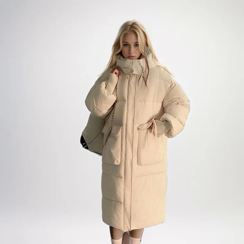 2024 Women\'s Winter Coat Female Casual Hooded Thicken Warm Cotton Jacket Women\'s Pure Color Parkas Coats Demi-season Jacket