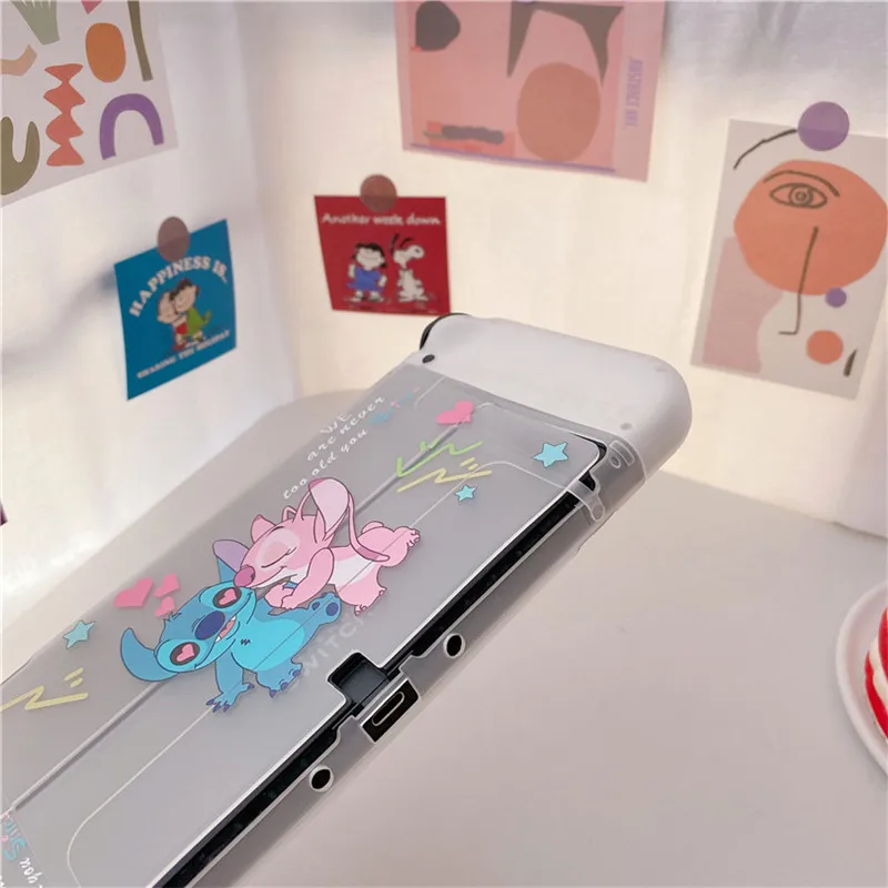 Disney Stitch Soft Case Charging Dock Station Cover Protective Shell for Nintendo Switch Oled NS Console Crystal Protector Skin