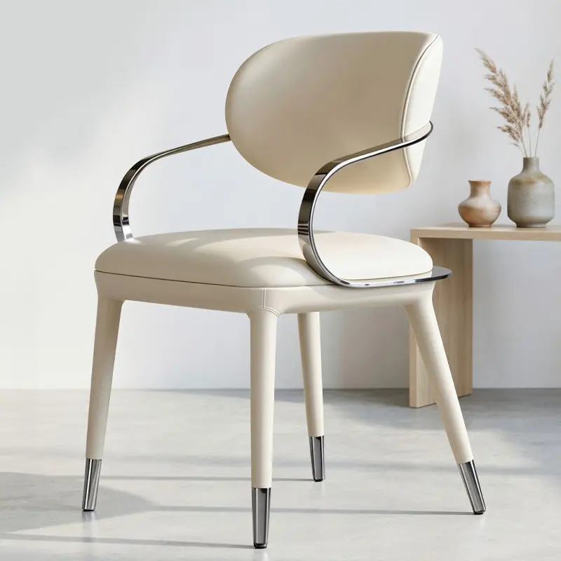 Creamy Luxury Dining Chairs Decoration Nordic Salon Foldable Dining Chairs Arm Chair Vanity Cadeira De Jantar Seats Furniture