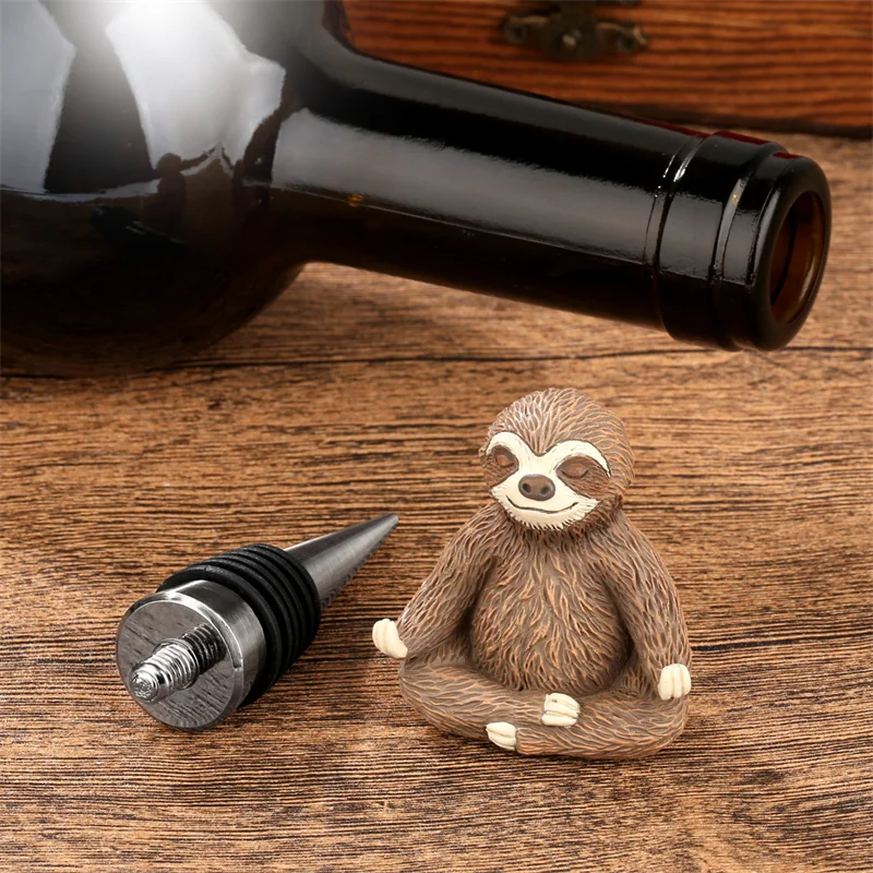 Lustiger Faultier-Weinflaschenverschluss, Dekorativer Tiermotiv-Weinflaschenstopper, Wiederverwendbares Küchen- und Bar-Accessoire, Hochzeits- und Partyzubehör, Geschenk für Weinliebhaber – Detail 6