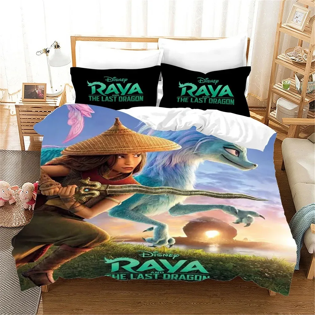 

Disney Raya And The Last Dragon Bedding Set Anime 3D Print Quilt Cover With Pillowcase Kawaii Bedroom Decor Quilt Cover