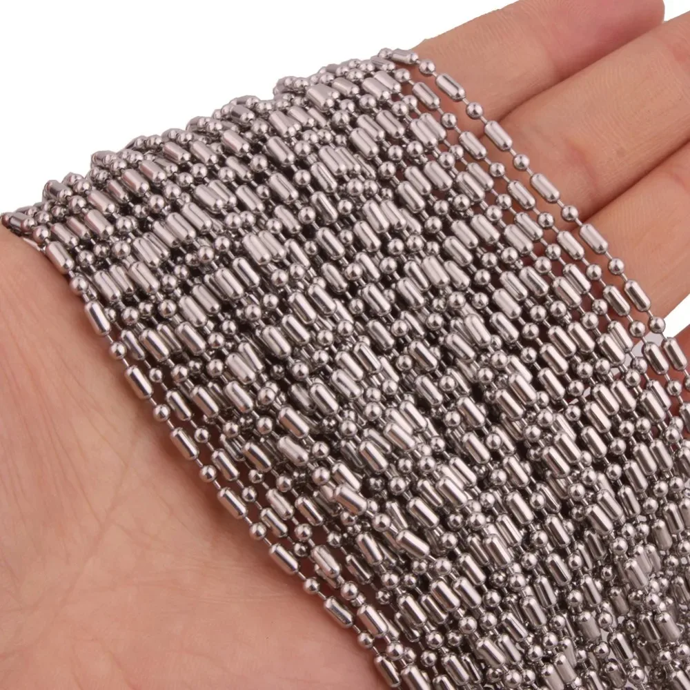 

100pcs Silver Color Stainless Steel Bamboo Link Chain Necklace For Dog ID Tag Pendant Accessories DIY Jewelry Findings