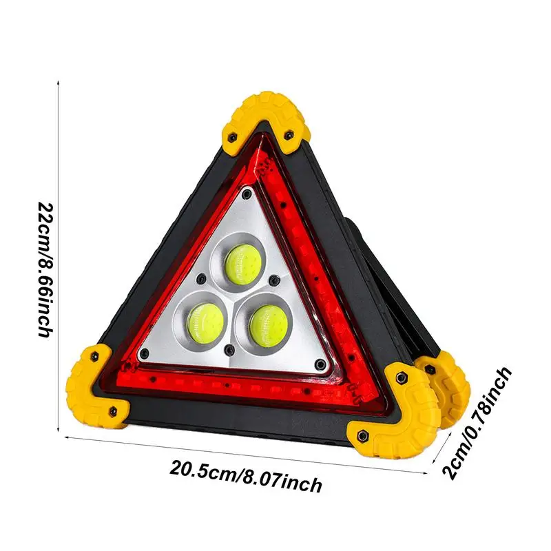 Triangles d'iode rechargeables pour voiture, triangles de route, lumières triangulaires portables, lumineux et accrocheur, sécurité légère