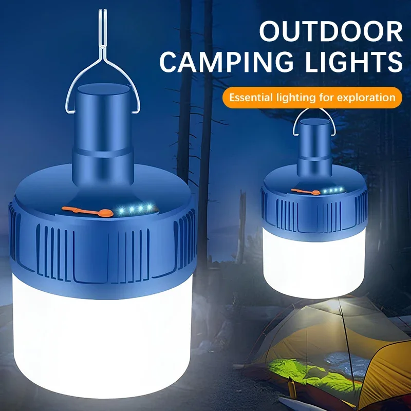 Novidade LED Outdoor Camping Luz, Household Energy-Saving, Iluminação de Emergência, Bateria de Lítio, USB Recarregável, Bulbo, Brilhante