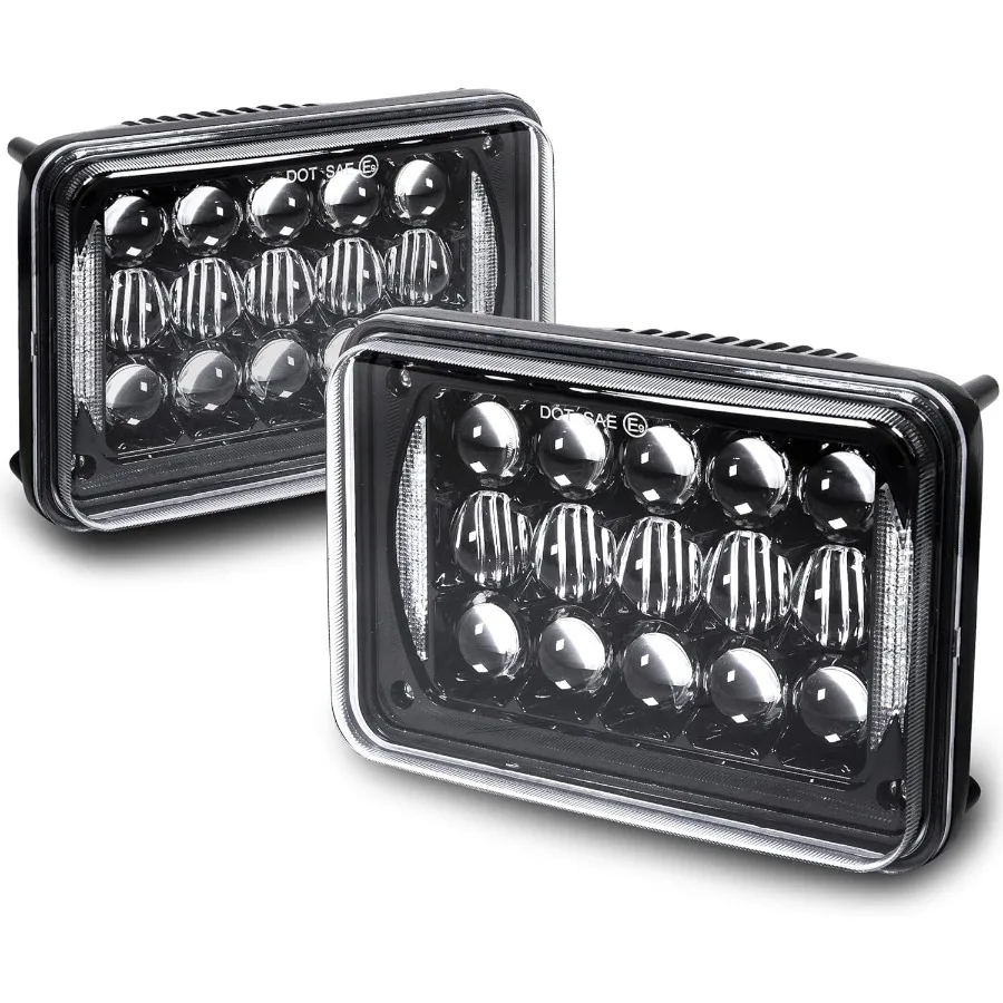 

TRUE MODS 2pc Black 4x6 6x4 Inch LED Headlights Pair [DRL] H4 Socket High Low Sealed Beam 2a1 1a1 H4652 H4666 H6545 H4651 H4656