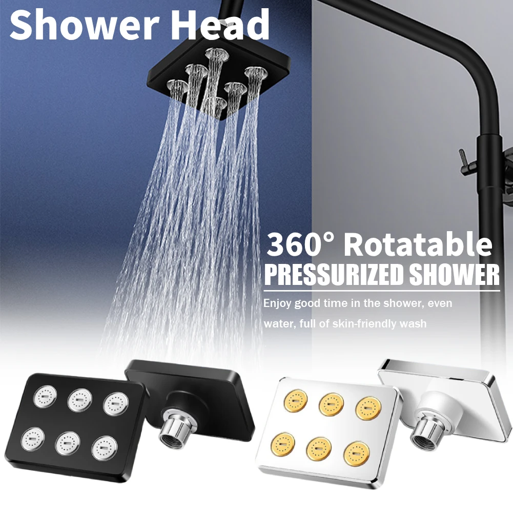 Mini Rainfall Shower Head High Pressure Rainshower Top Spray Showerhead 360° Rotatable Water Saving Bathroom Accessories