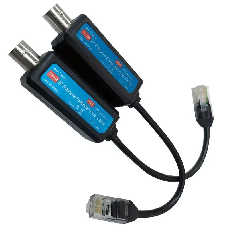Transmit IP Camera signal over Existing Coaxial Cable at 100Mbps 1-CH Passive IP Extender over Coax