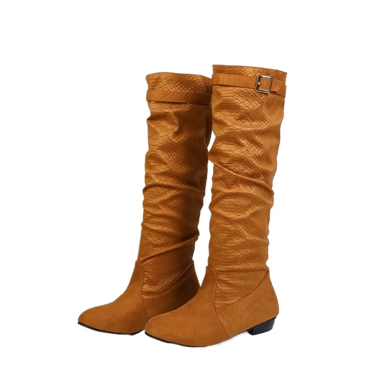 Western Cowboy Knee High Boots Women Shoes Autumn Winter Slip on Long Boots High Quality Platform Boots Plus Size 34-44 L8