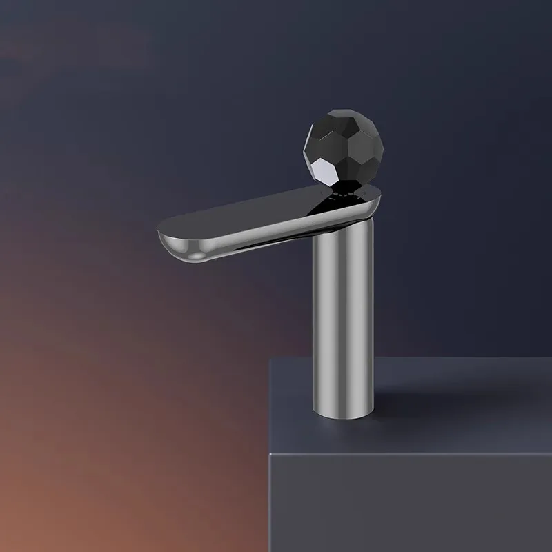 Fashion New Bathroom Basin Faucet Hot & Cold Glass Ball Brass Gray Sink Faucet Deck Mounted Lavotory Faucet  Mixer Water Tap