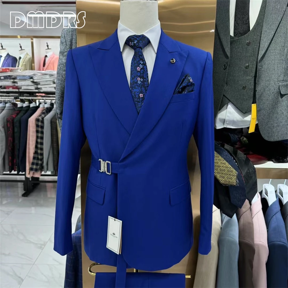 Setelan jas 2 potong pria, jas Formal pria, celana Blazer, setelan Formal Solid untuk pria, ukuran Plus, baju Formal kantor bisnis, jas Formal pria