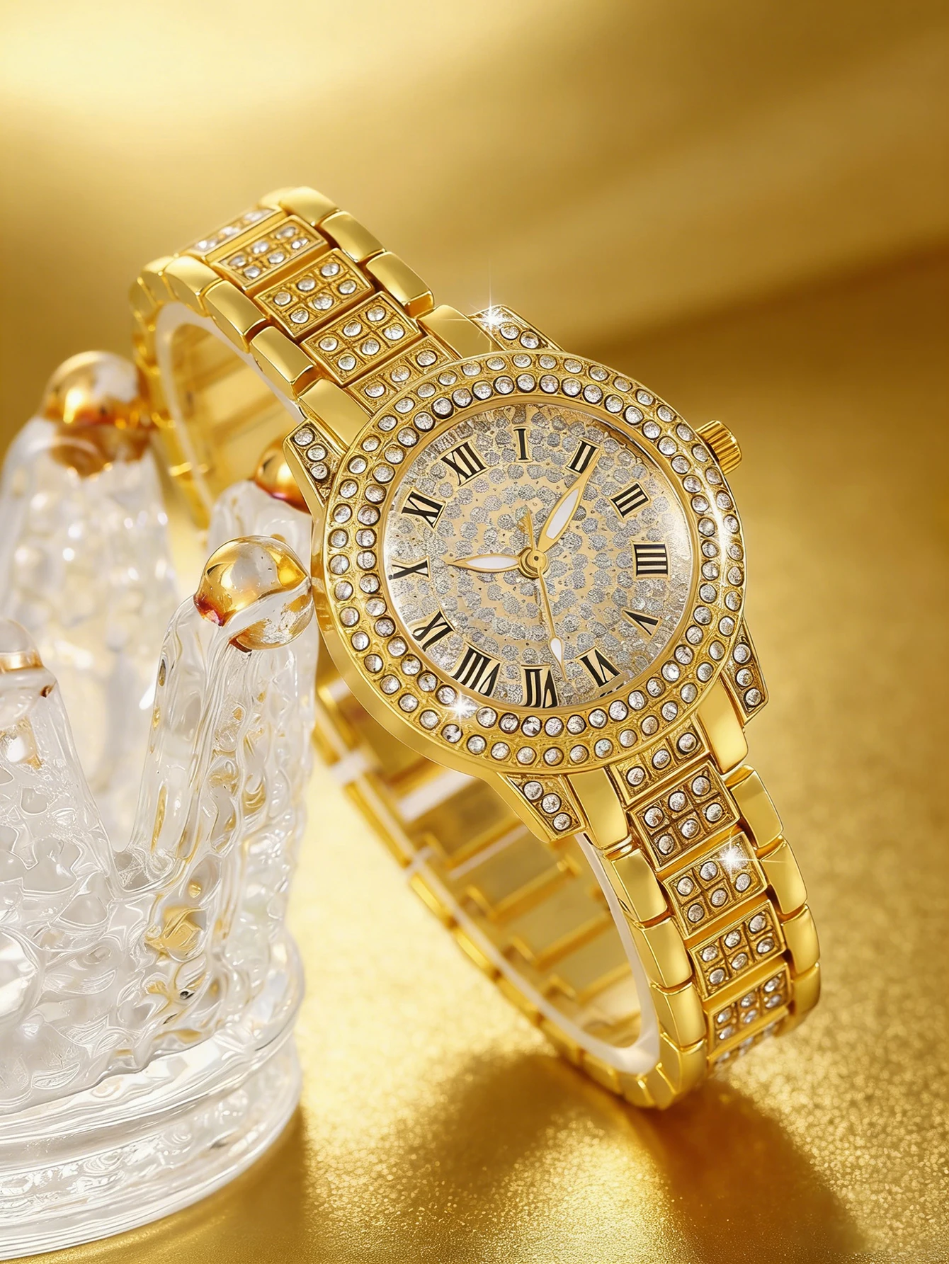 Luxurious Fashion Ladies round Shell Quartz Watch Set wth Waterdrop Jewelry Birthday Gift image 3