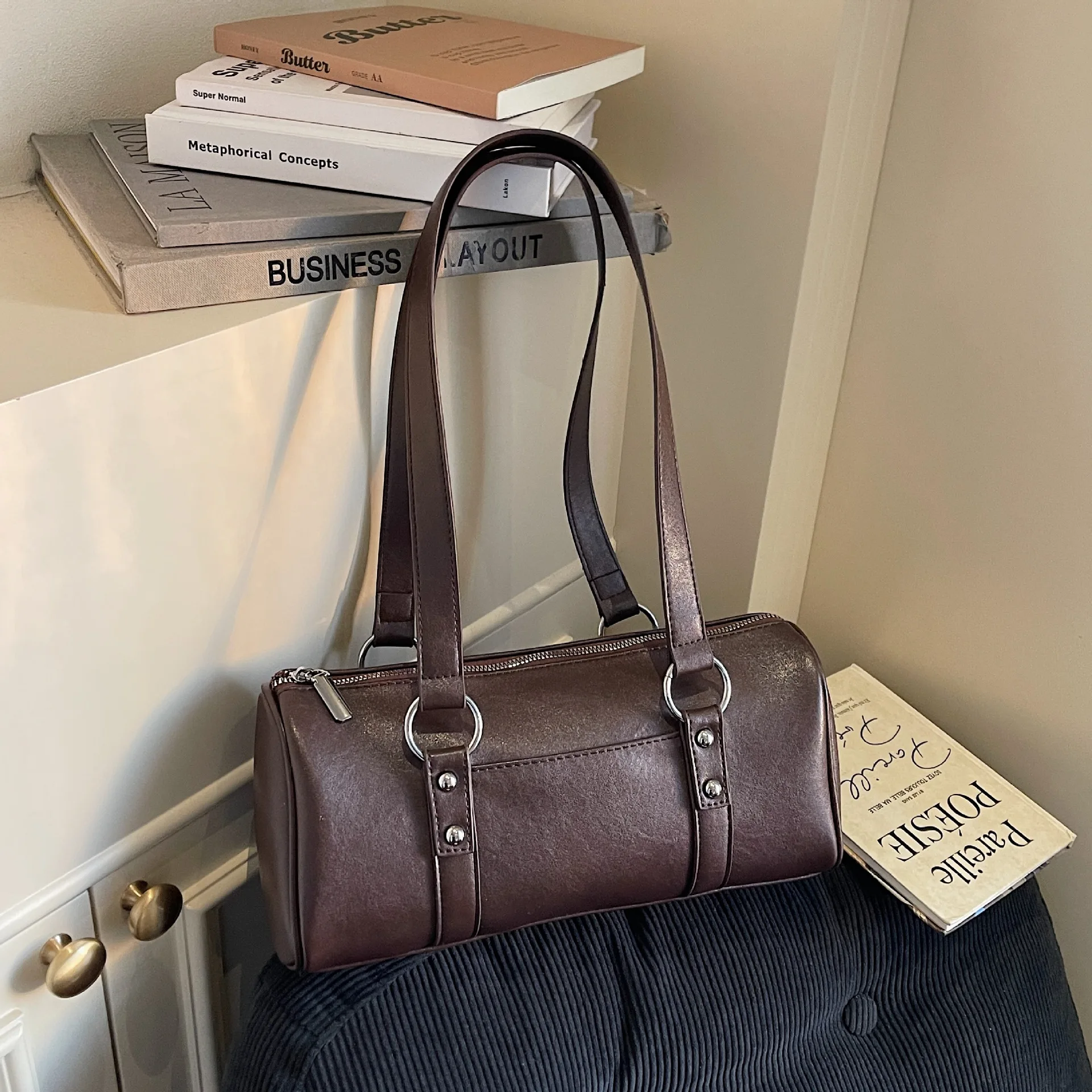 

Vintage Waxed Leather Tote Bag, Spacious Commuter Top Handle Purse, Women's Luxe Day to Night Crossbody, Casual Sling Bag